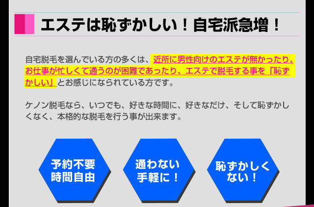 エステは恥ずかしい事を理由に自宅メンズ脱毛器派が急増